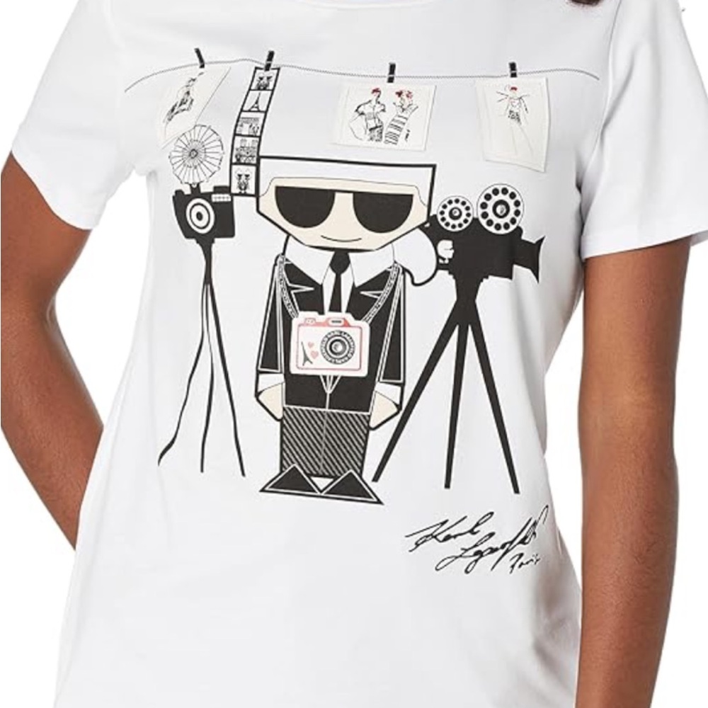 Karl Lagerfeld White Tee with Fashion Sketches
